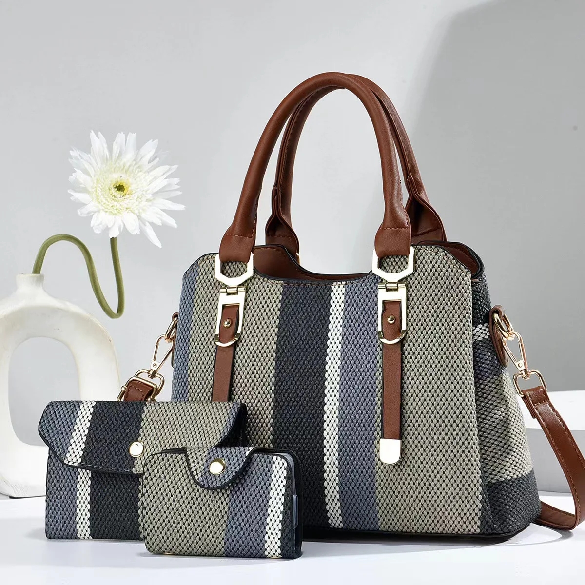 Wholesale Ladies Good Quality Handbags Female Three-piece in 1 Set Large-capacity Shoulder Tote Bag