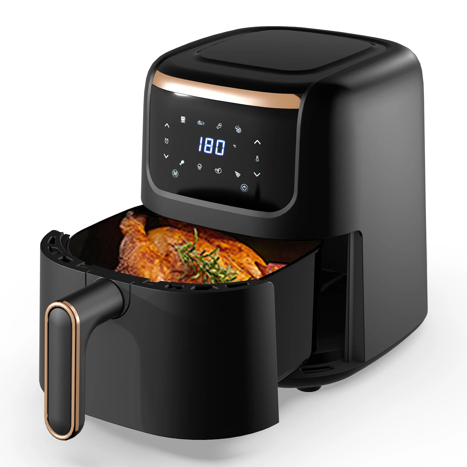BSCI CB CE LVD EMC 4.5L Small Smart Digital LCD Touch Screen 1300W Free Oil Air Fryer Nonstick Coating Detachable Inner Trivet