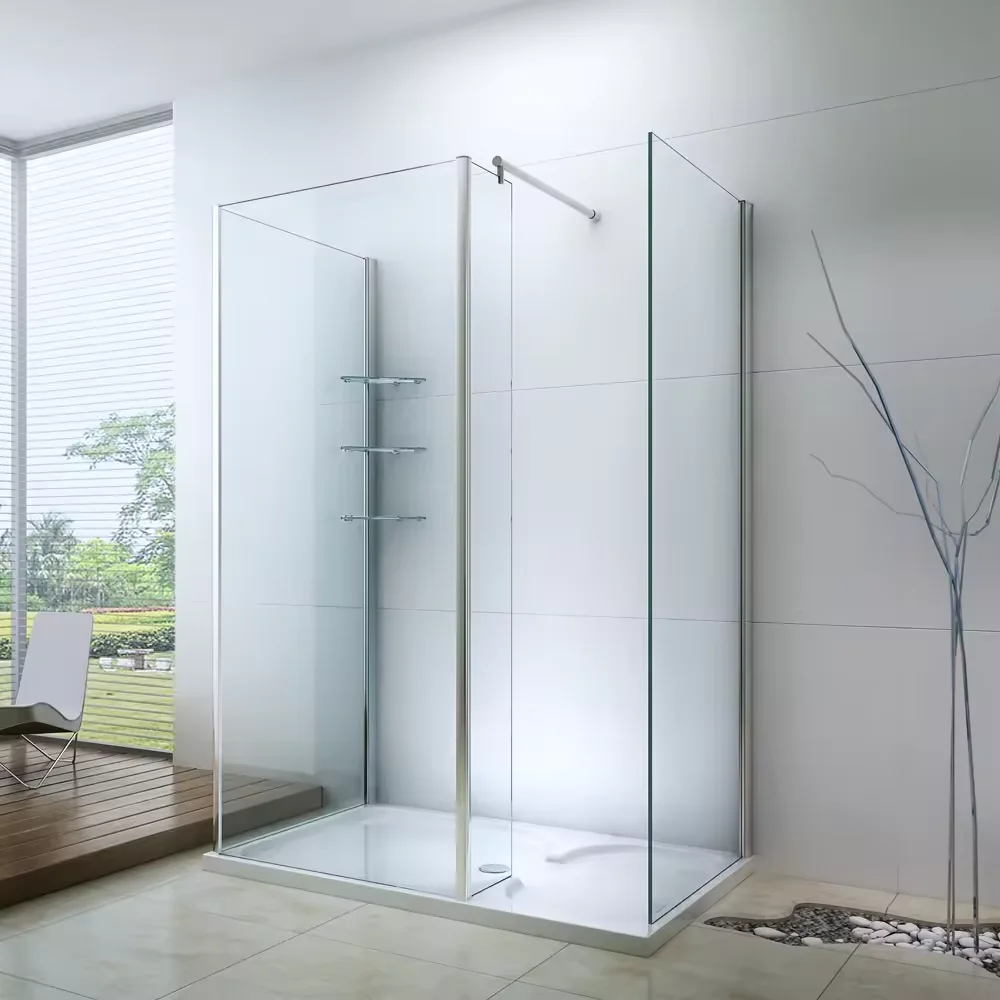Partner Glass Corner Bath Screen Cubicle Cabin Double Sliding Bathroom Tempered Glass Shower Room Enclosure Frameless