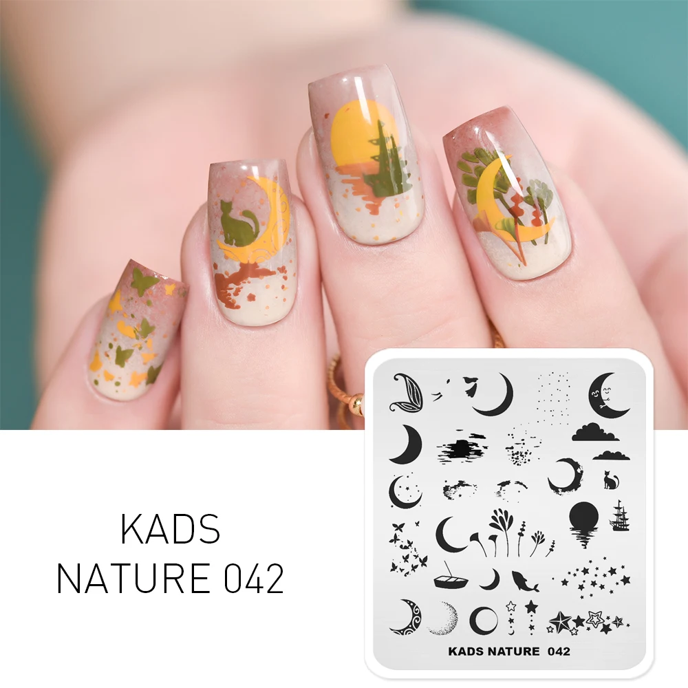 KADS Nail Stamping Templates Sun Moon Stars Pattern Design Stainless Steel Nail Stamping Plate