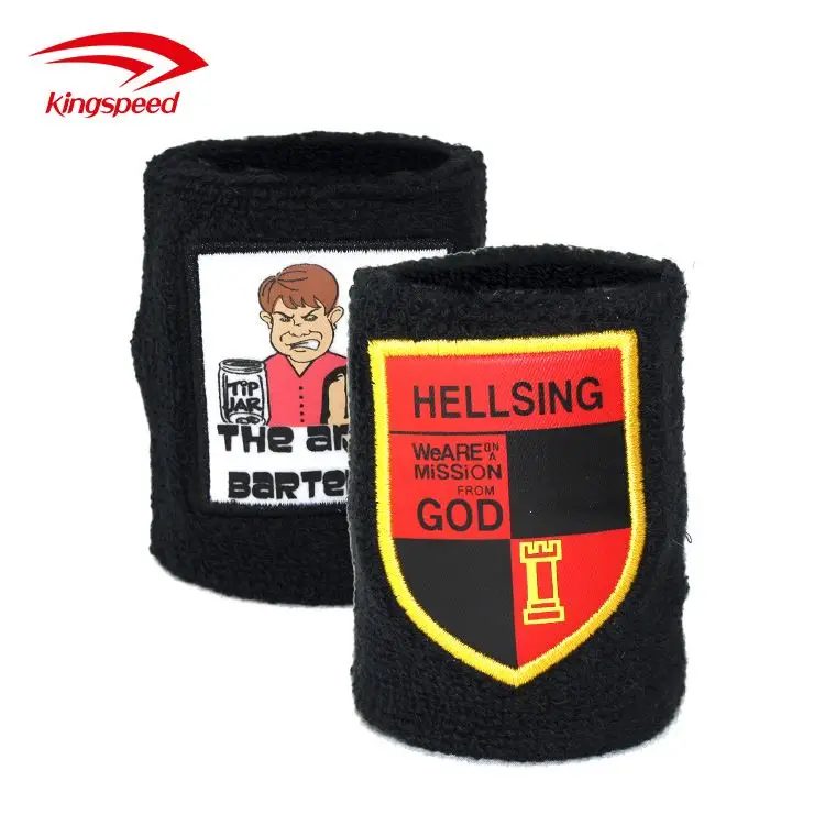 Wholesale Cheap Custom  Woven Label Patch logo Wrist Strap Gym Hand Band for Basketball Arm Wrist Band