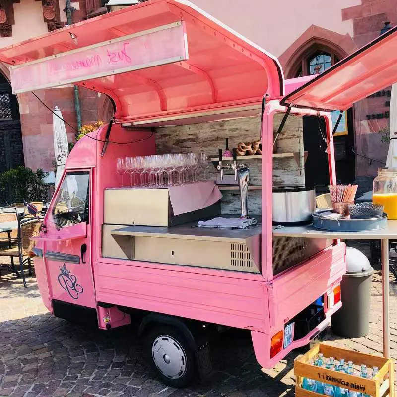 Cartoon Electric Tricycle Mobile Multi-Functional Food Trailer Container Steel Vintage Food Truck Crepe small Trailers