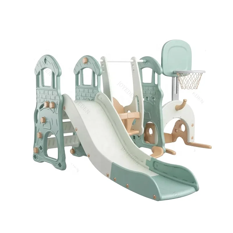 New style 5 in 1 indoor playground baby slide multi-functional toys kids cheap colorful children plastic swing slide toys