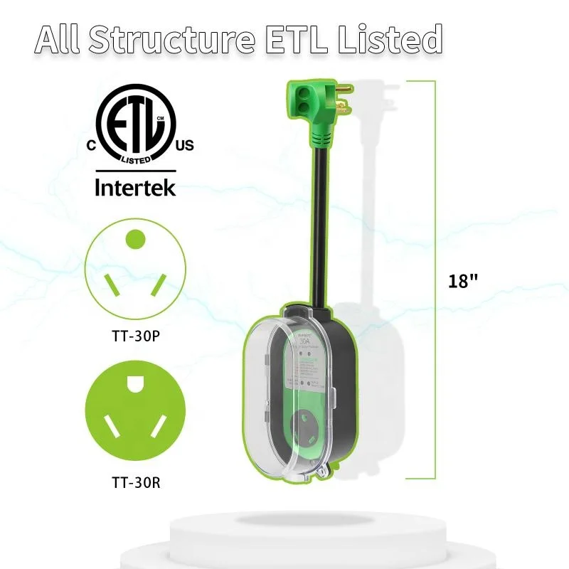 30 Amp 125 Volt RV Surge Protector, NEMA TT-30P TT-30R RV Circuit Breaker, ETL/cETL Listed
