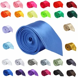 Tie for Men Solid Color Necktie Polyester Narrow Cravat 5cm width 35 colors Royal Blue Gold Party Formal Ties