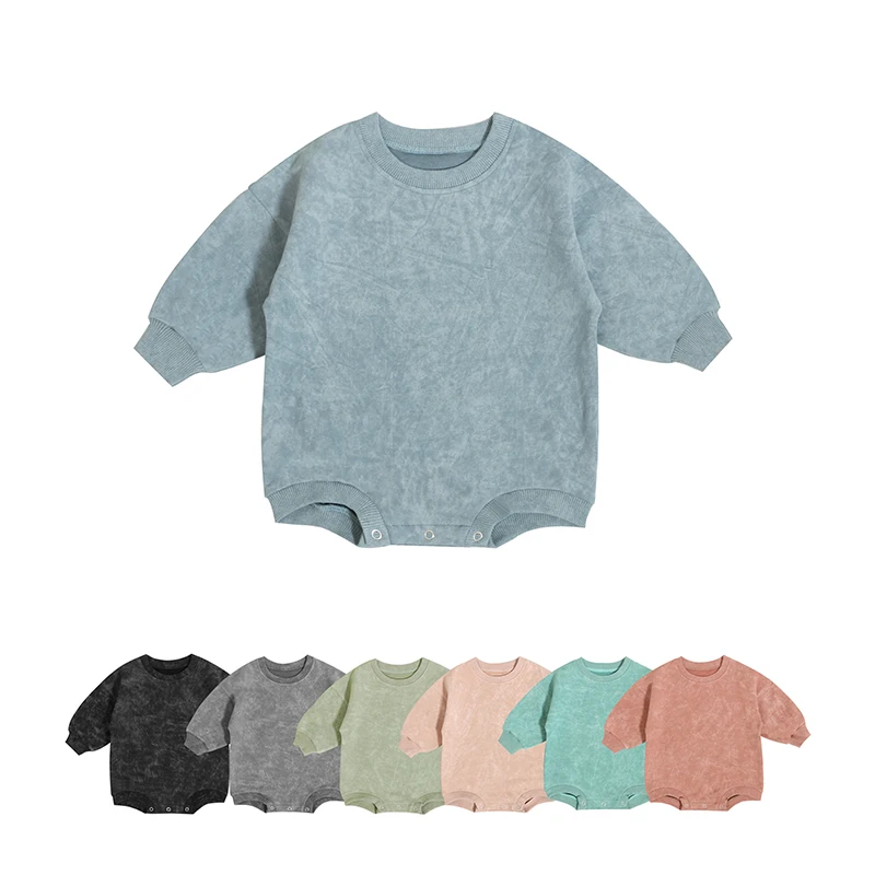 New Coming O-neck Organic Cotton Baby Clothes Batik Knitted Long Sleeve Baby Romper With Hidden Buttons