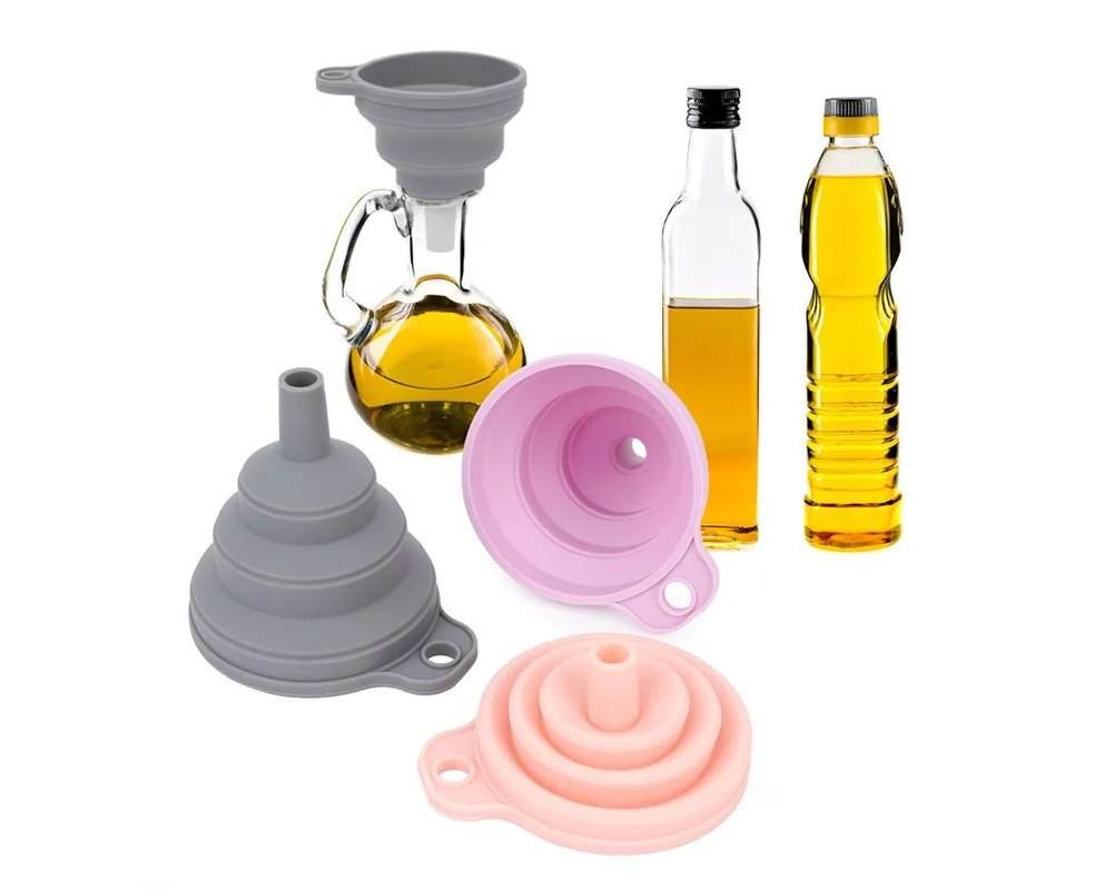 Кухонная силиконовая воронка для пищевых продуктов, складная круглая масляная воронка, складная силиконовая резина для домашнего использования