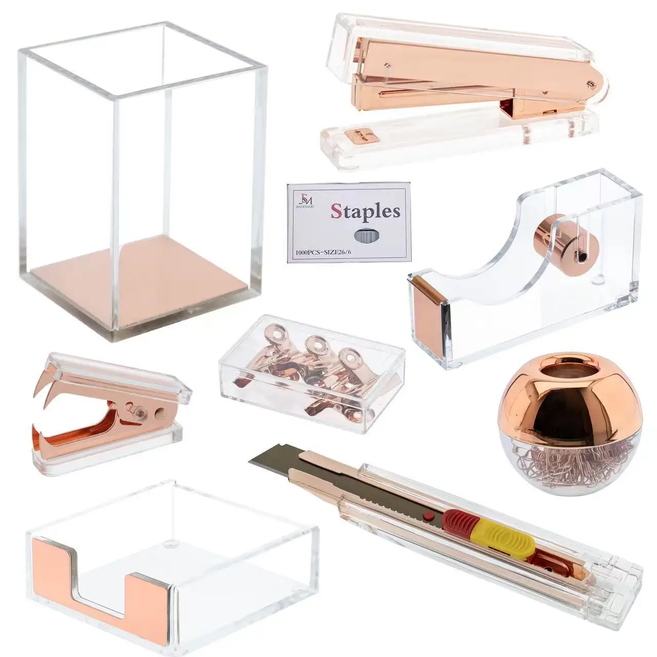 Acrylic transparent Luxury fashionable customized office Stationery supplies stationery set