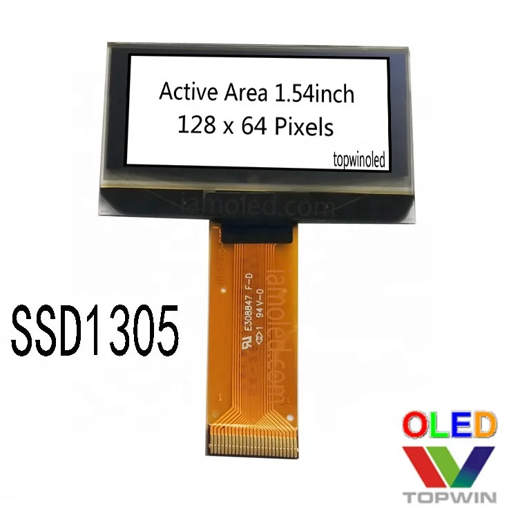 1.54 inch 128x64 pixels IIC SPI Interface oled screen UG-2864KLBMG01 oled display
