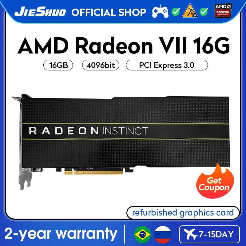 99% New AMD Radeon VII 16GB Graphic card 4096bit 8+8pin interface MI50 GPU Fro Servers PC Graphics cards Video AMD Radeon VII