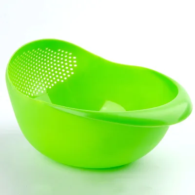 Food Grade Plastic Rice Beans Peas Washing Filter Strainer Green Pink Color Basket Sieve Drainer Cleaning Gadget