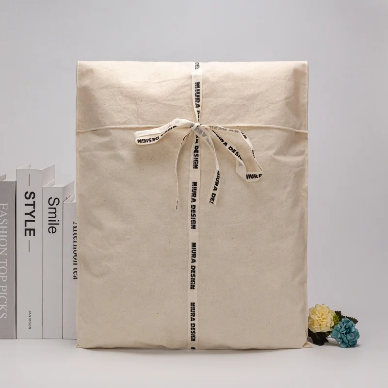 Wholesale Cotton Dust Shoe Baby Cloth Packing Envelope Dust Bag With Tie Envelope Muslin Cotton Gift Packaging Pouch