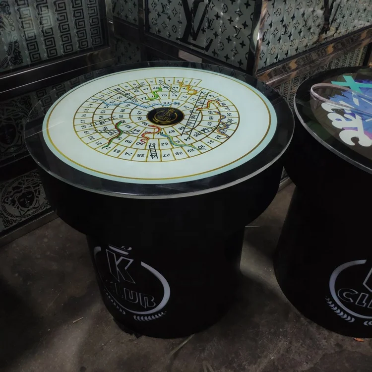 Tempered glass lighted table led metal bar cocktail