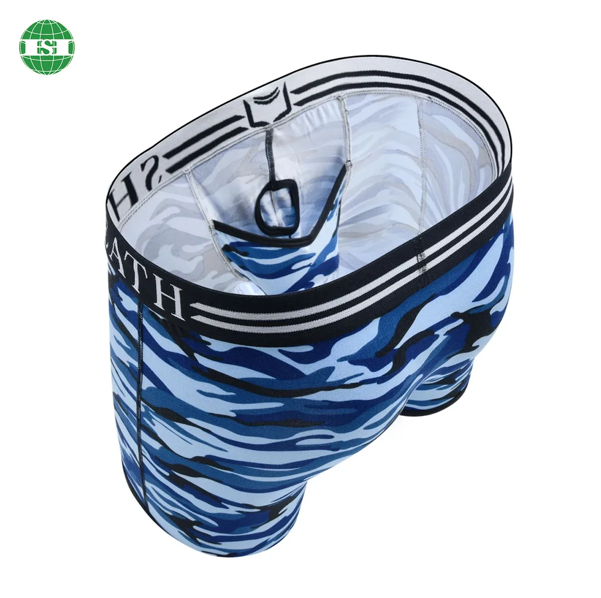 Custom design mens underwear boxer briefs three layers pouch ball holding layer and open