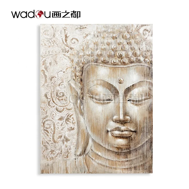 Low Moq Professional Handmade Painting Wholesale Canvas Prints Buddha Printed Wall Decor Oil Modern Portrait Space Decoration