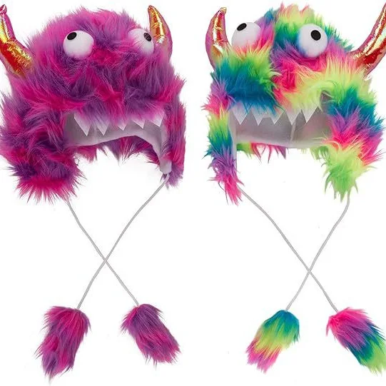 Cosplay Elf Monster Hat Long Plush Hat Devil Bullhorn Hat