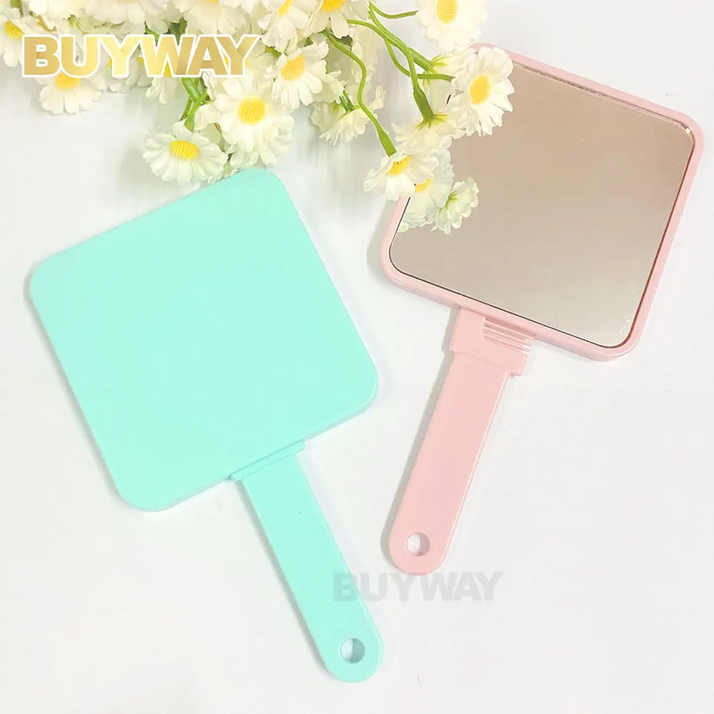 Heart Square Shape Multi-purpose Personalized Portable Large Gift Hand Handle Makeup Spiegel Make Up Handheld Mirror For Girl
