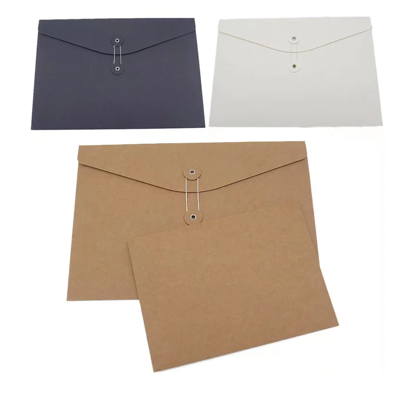 A4 Size Cardboard Paper File Security Kraft Bag Envelope with Lock String Ring