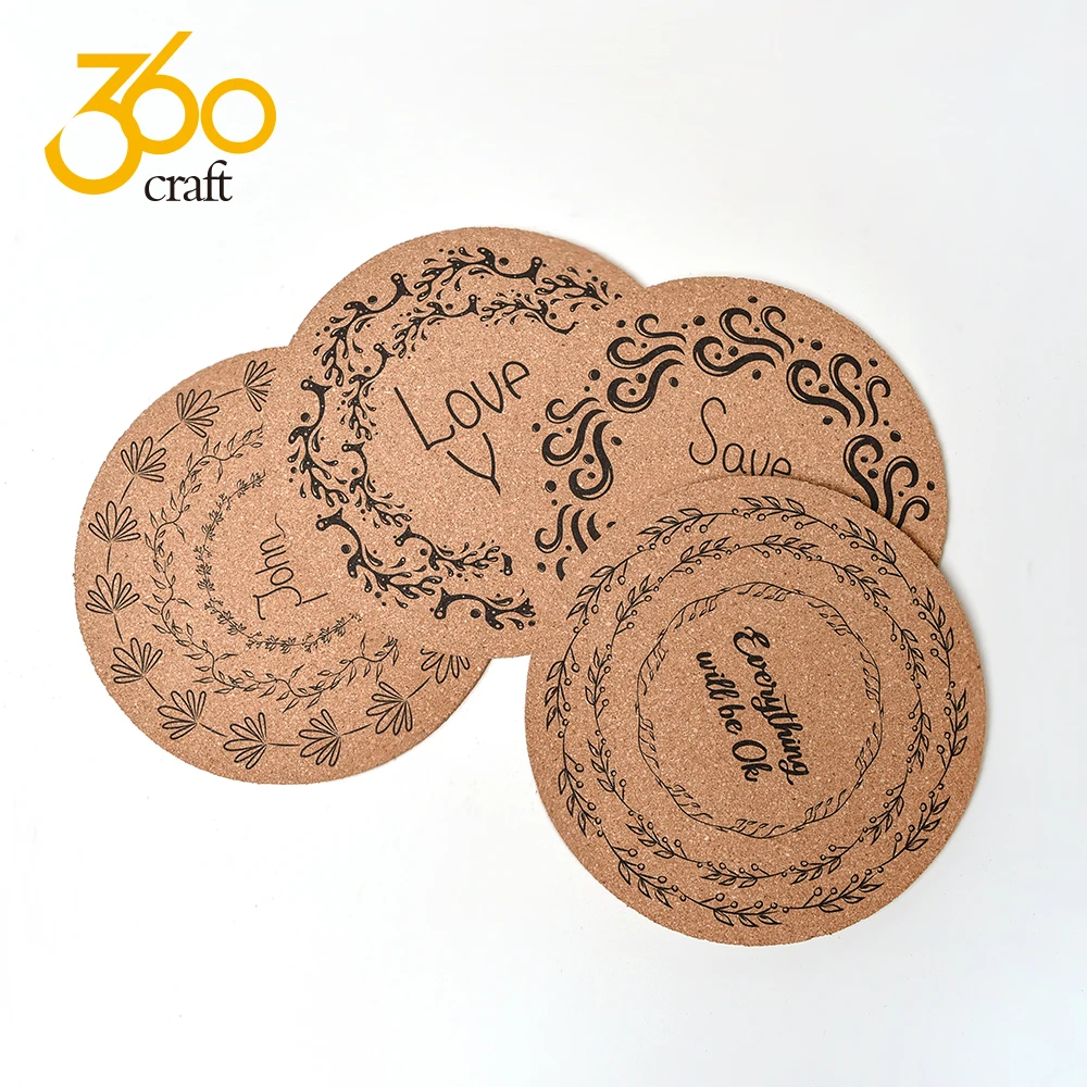 Set Of 8 Natural Blank Cork Mug Coasters Pot Holder For Sublimation