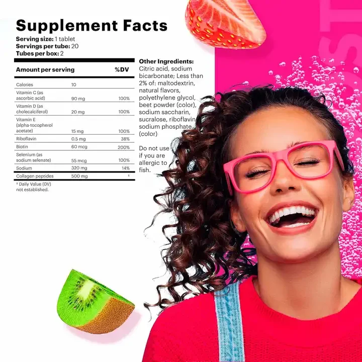 Private Label Vitamin Daily Food Care Supplement Collagen Effervescent Tablets Beauty Collagen Tablet Collagen Drink