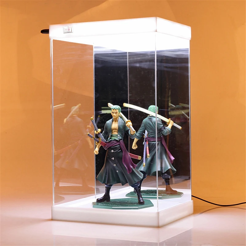 Custom Acrylic lego mini acrylic action figure case LED Lighting toy figure display cases  for wholesale