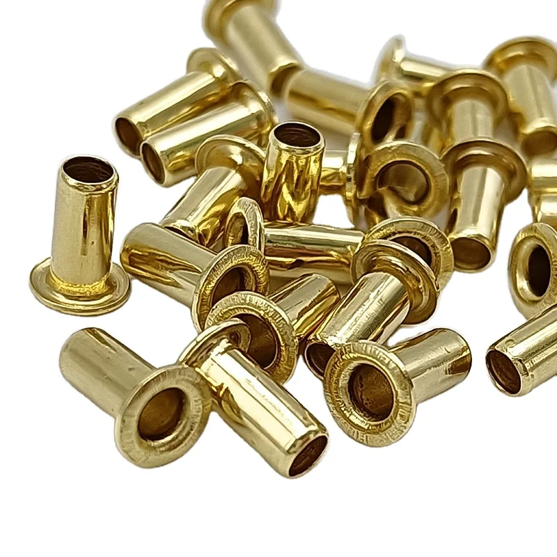 Metal Eyelet Rivets for pcb, Factory Custom Eyelet Rivets Fasteners Manufacturer Metal Brass Flat head Hollow Tubular Rivets