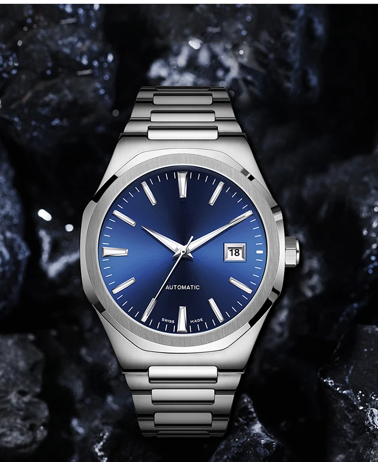 High Quality Style Stainless Steel Case Back 5 ATM Water proof Miyota 9015 mechanical automatic movement Mens  Wrist Watch