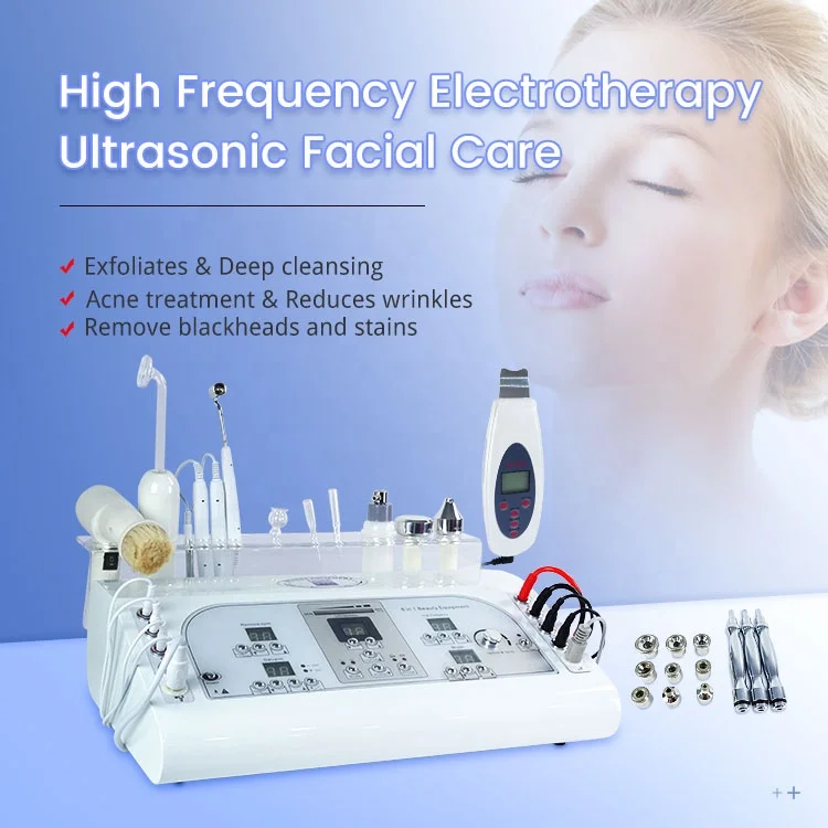 8 In 1  Diamond Dermabrasion Peeling 10 In 1 Facial Massage Anti-aging Spot Removal High Frequency Galvanic Facial Machine
