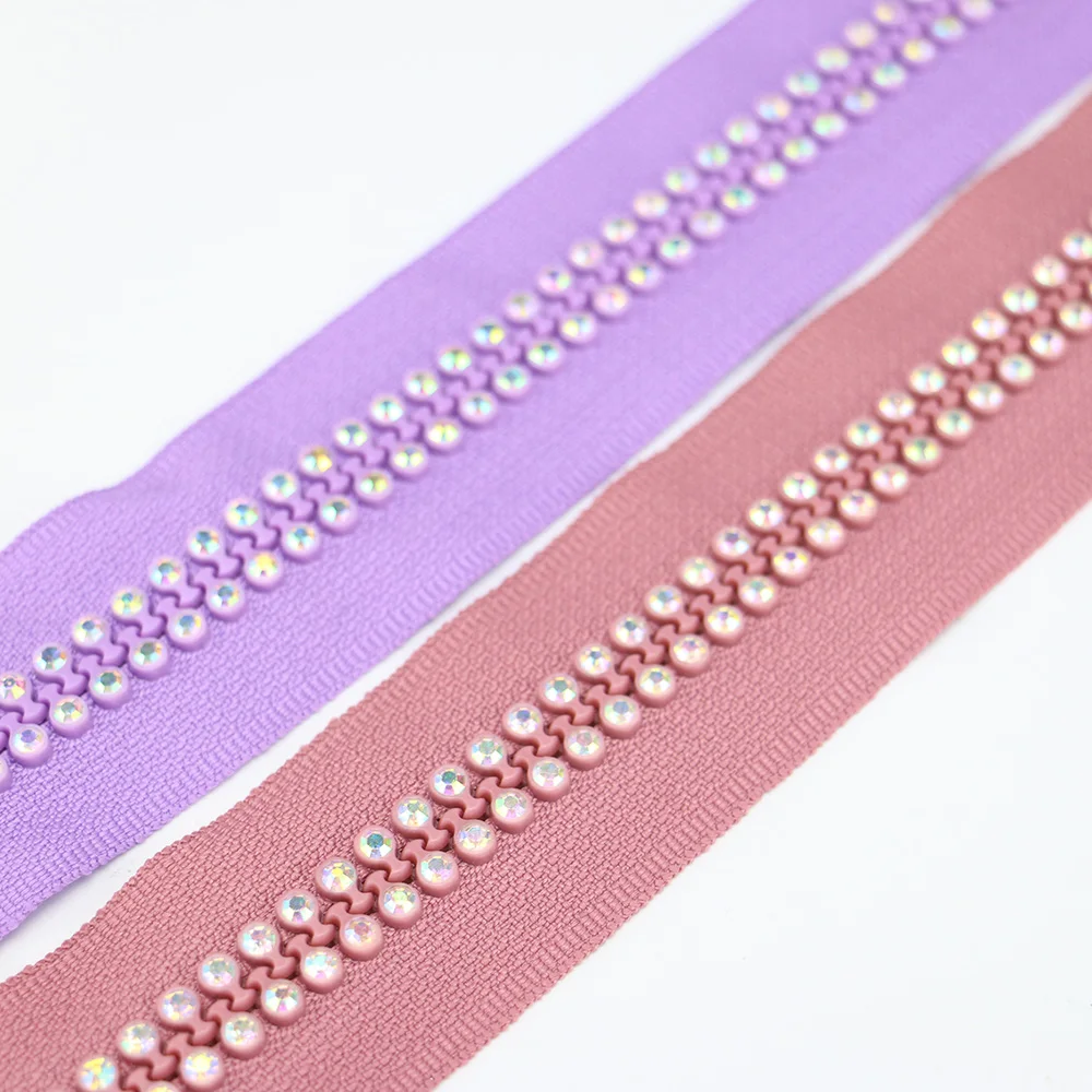 Factory Custom Fashion Rhinestone Zipper Open End Diamond Zipper for Clothing