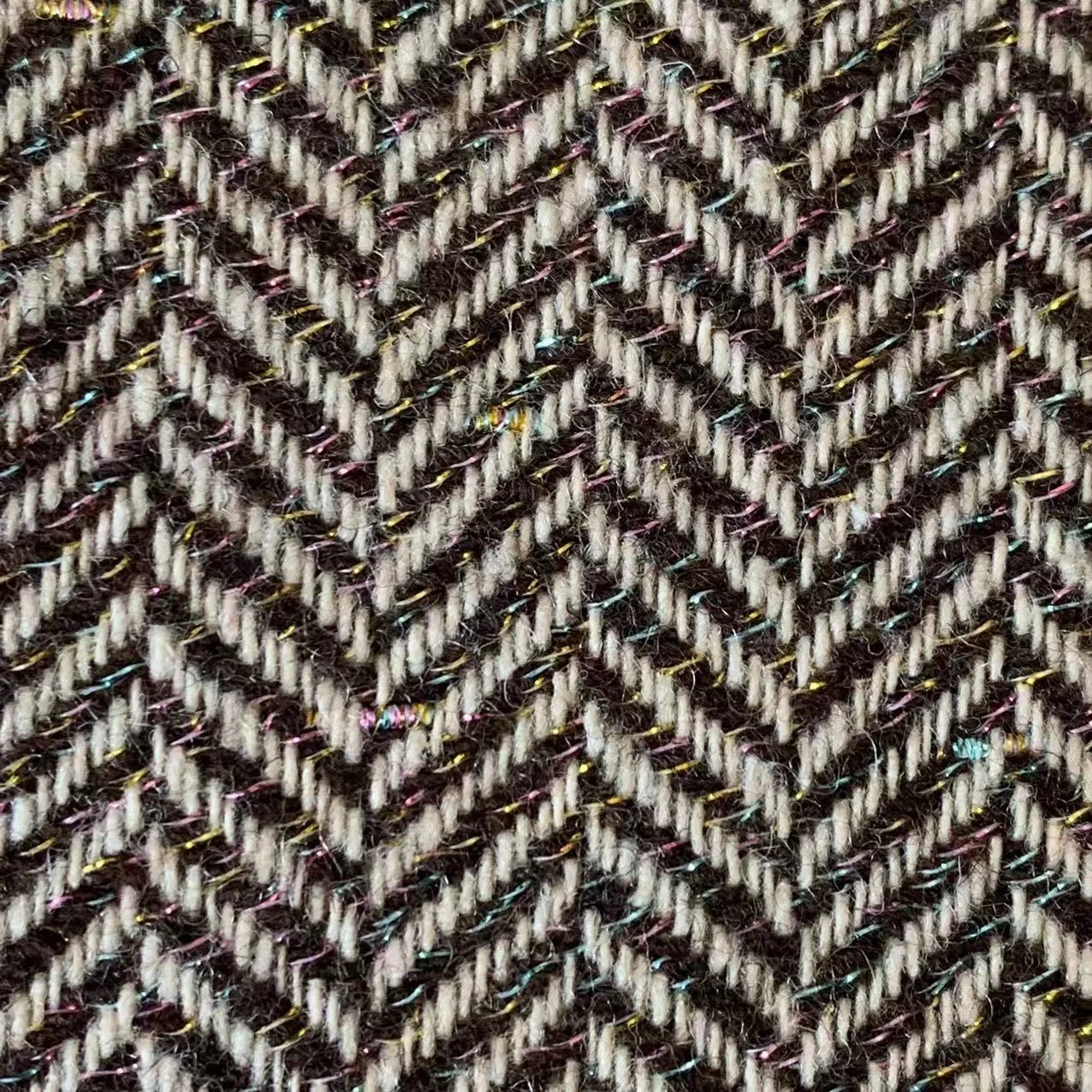 30 Wool 470g/m Melton Color Thread Gold Thread Fish Bone Shaped Dress Coat Spot Herringbone Fabric