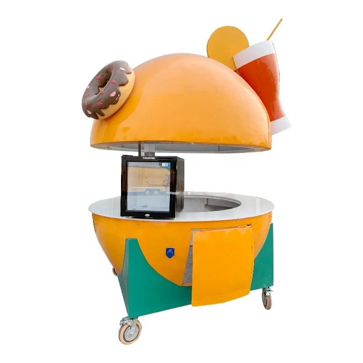 Мобильный уличный прицеп для еды оранжевый форменный киоск свежий сок корзина стекловолокно арбуз киоск для продажи