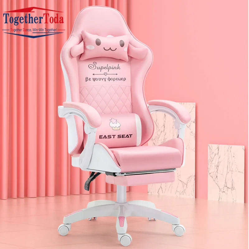 Pu Leather Pink Massage Gamer Chairs Office Racing Black And Red Computer Gaming Chair With Light And Speaker