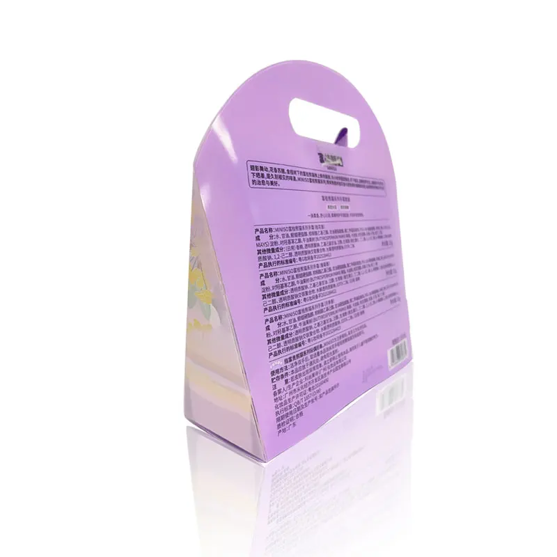 Recyclable PET Clear Plastic Packaging Box with Anti-Crease Printing Design Hanging Hook for Cosmetics With Clear View Window