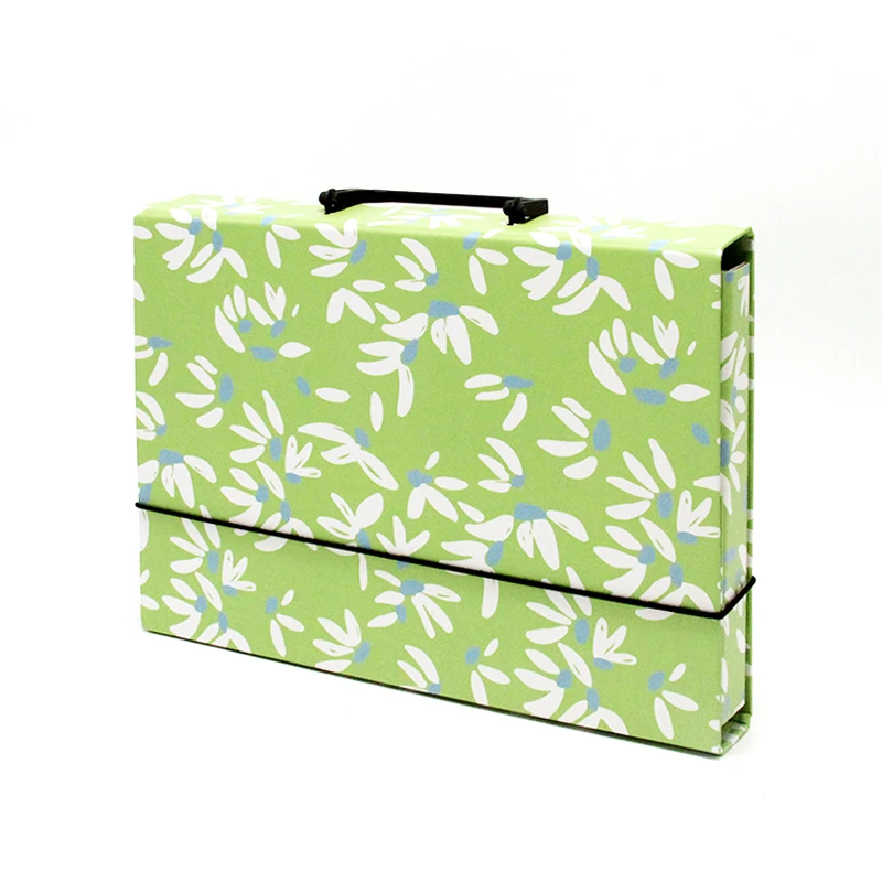 Office Suppliers Customizable A4 File Box Expandable File Folder Paper Folder Bag With Plastic Handle Rubber Band