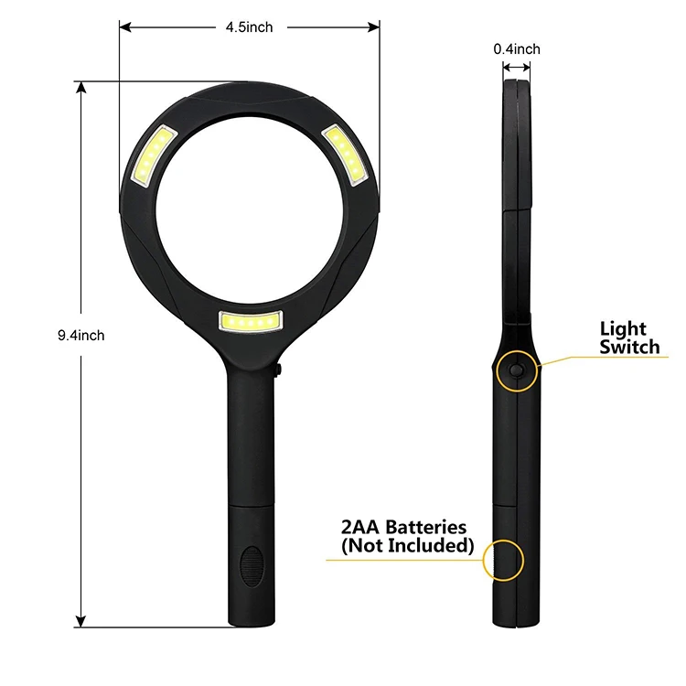 3X Handheld Illuminated COB LED Magnifier