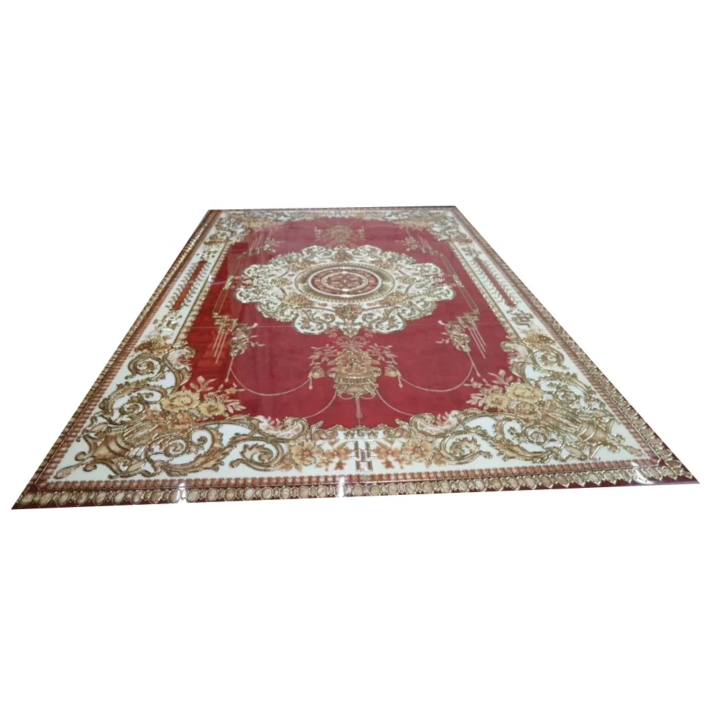 Luxury golden polished crystal tiles floor ceramic carpet tiles for villa hotel entry hall