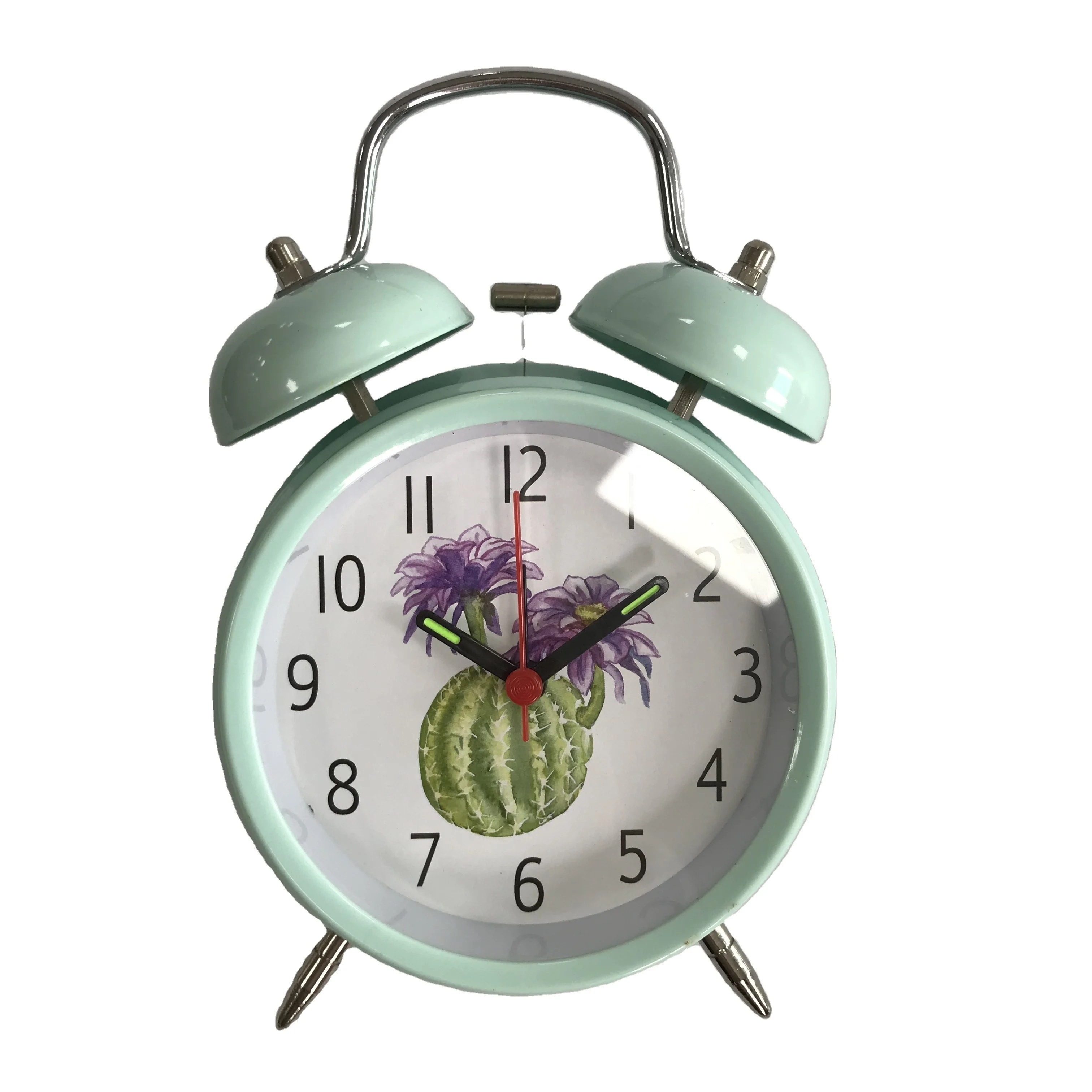17cm Tropical plants design twin bell alarm clock