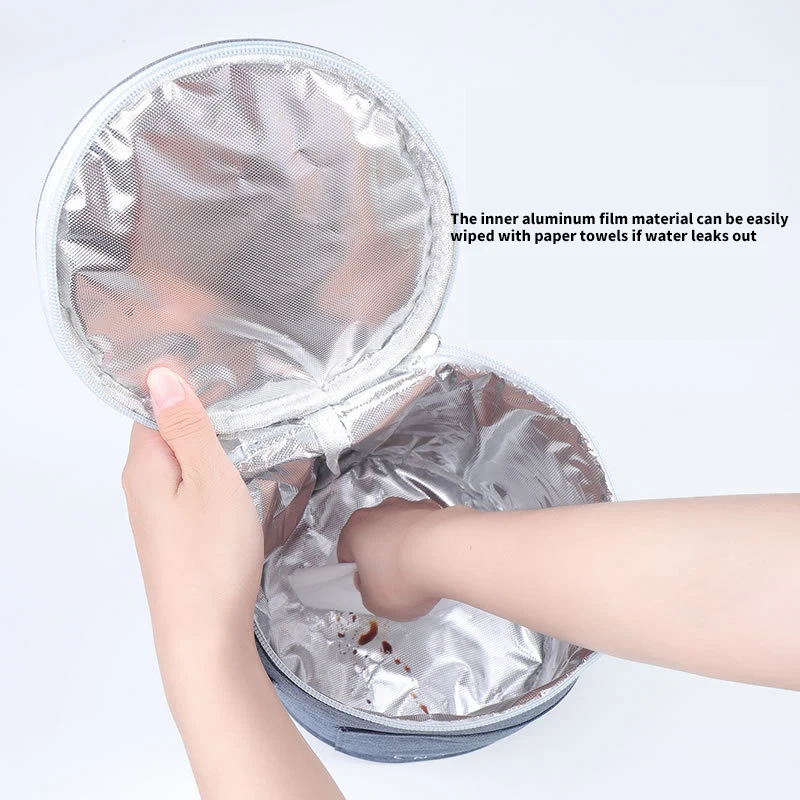 Hot Sale Portable Grey Insulated Aluminum Waterproof Food Ice Cooler Round Foil Kids For School Thermal Lunch Bag