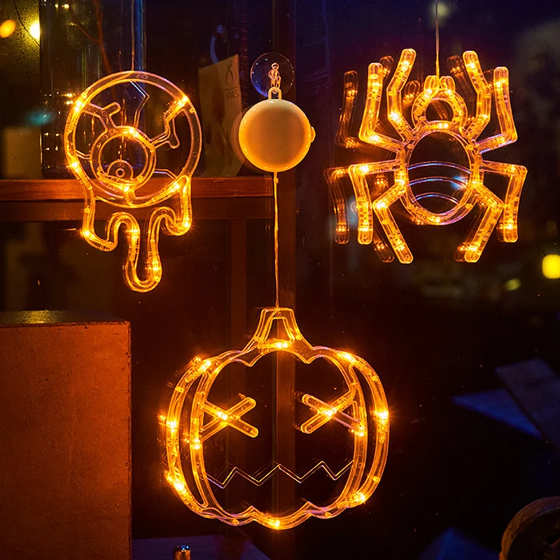 New Design Flashing Chandelier Pending Sucker Window Light Halloween Party Decoration Hanging Lights Festive Ambient Light