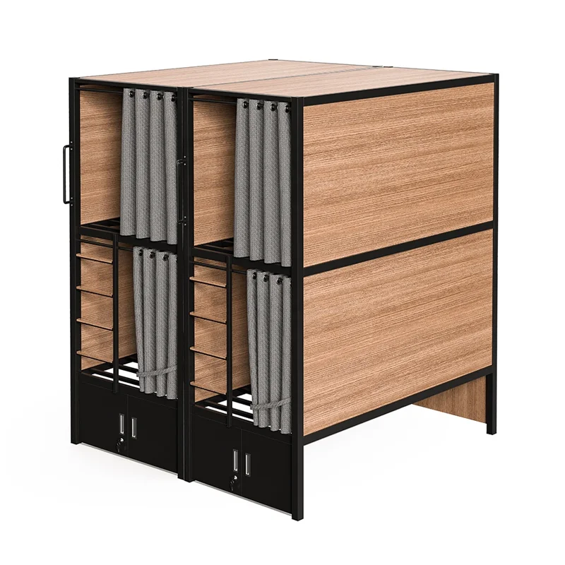 High quality metal secret twins bunk bed detachable bedroom furniture wooden panel capsule bed cabin bed berth