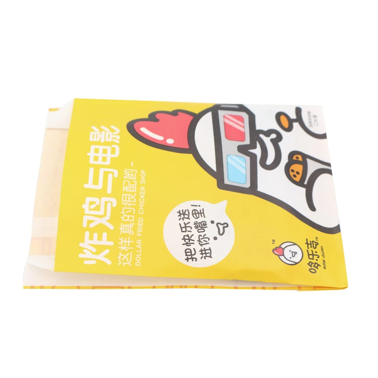 6 Colors Print sharp Bottom Fried Chicken Greaseproof Paper Bag/food Grade French Fries Packaging Bags for Fast Restaurant