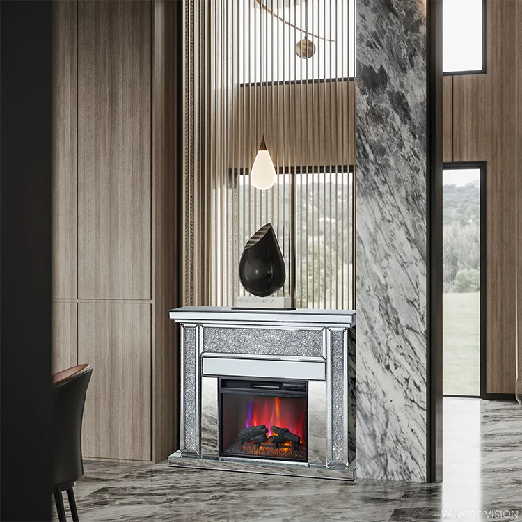 47 Inch Decor Freestanding Fireplace Heater Fire Place 3D Realistic Flame Electric Fireplace with Remote Control