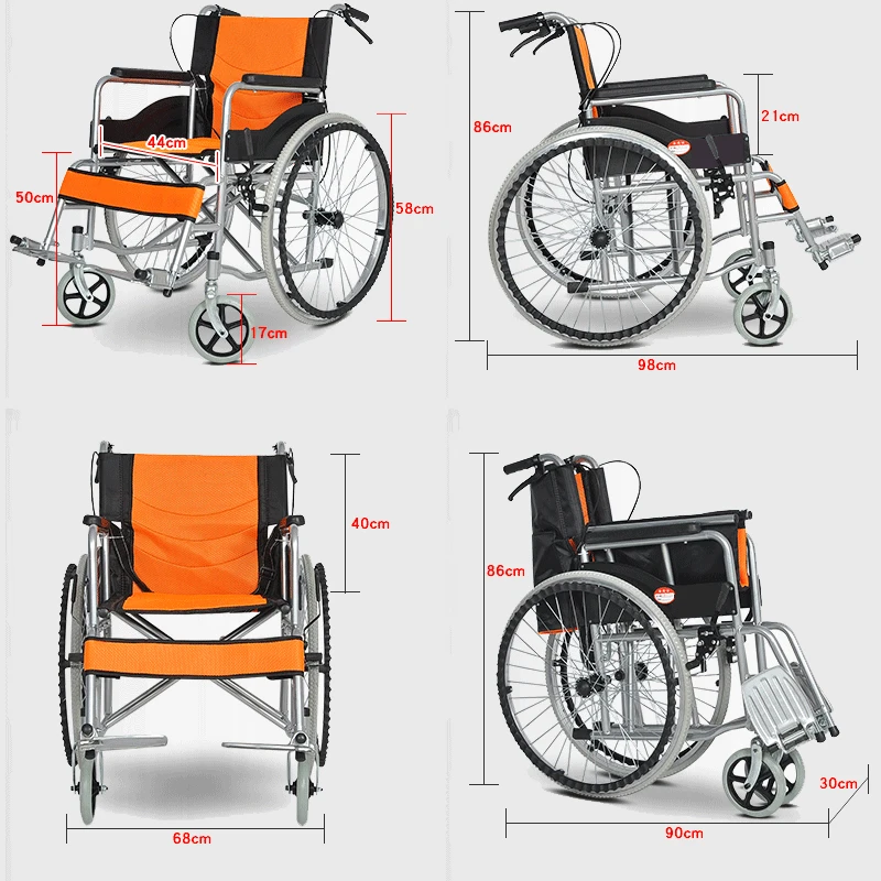 Manual wheel chair orange for the disabled