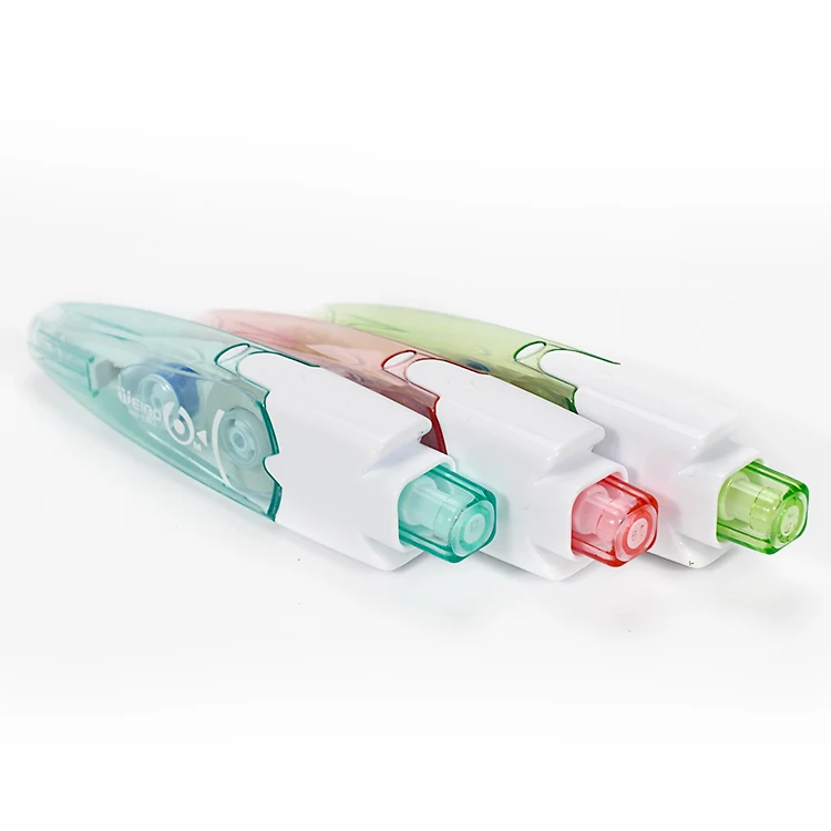New Arrival Pink Blue Green Correction Tape Pen With Push Button For School Student Office Staff Instant Corrections