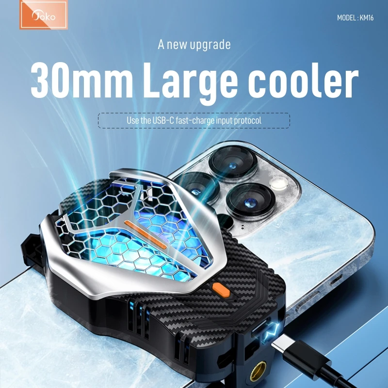 JOKO New Design Cooling Fan Cell Phone Radiator Mobile Phone Cooler With RGB light For Playing Gaming Watching Videos
