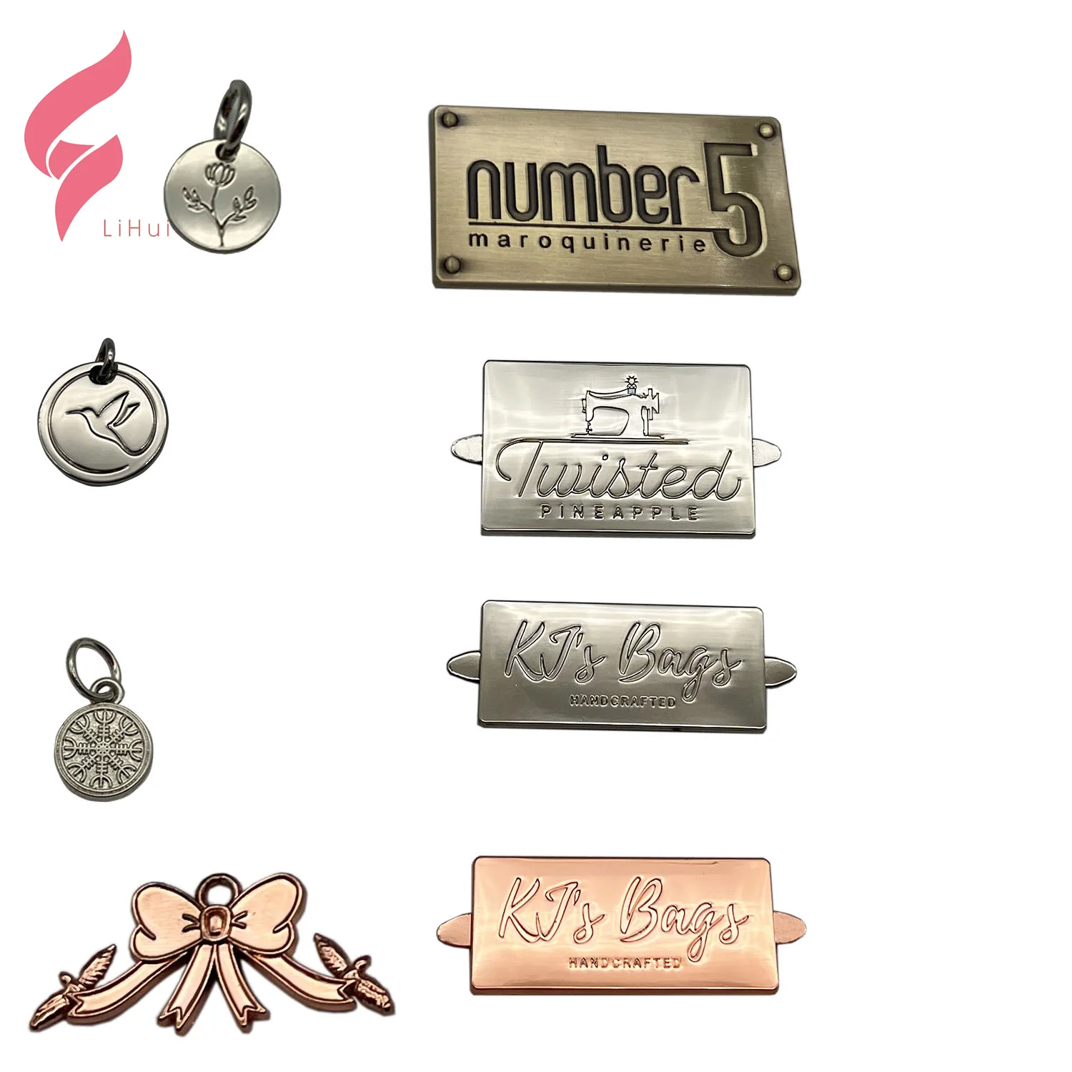 Китайские этикетки для одежды аксессуары сумок маленькая металлическая табличка этикеток с буквами высококачественный металлический логотип кошелька на заказ