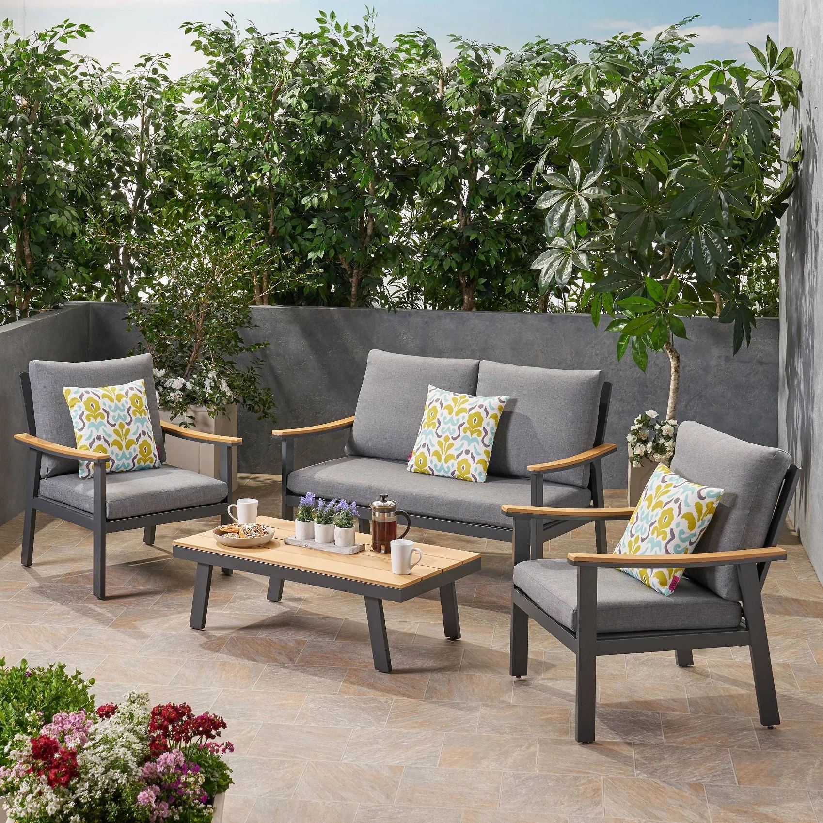 Hot luxury 4pc chat set cast aluminium outdoor furniture garden set