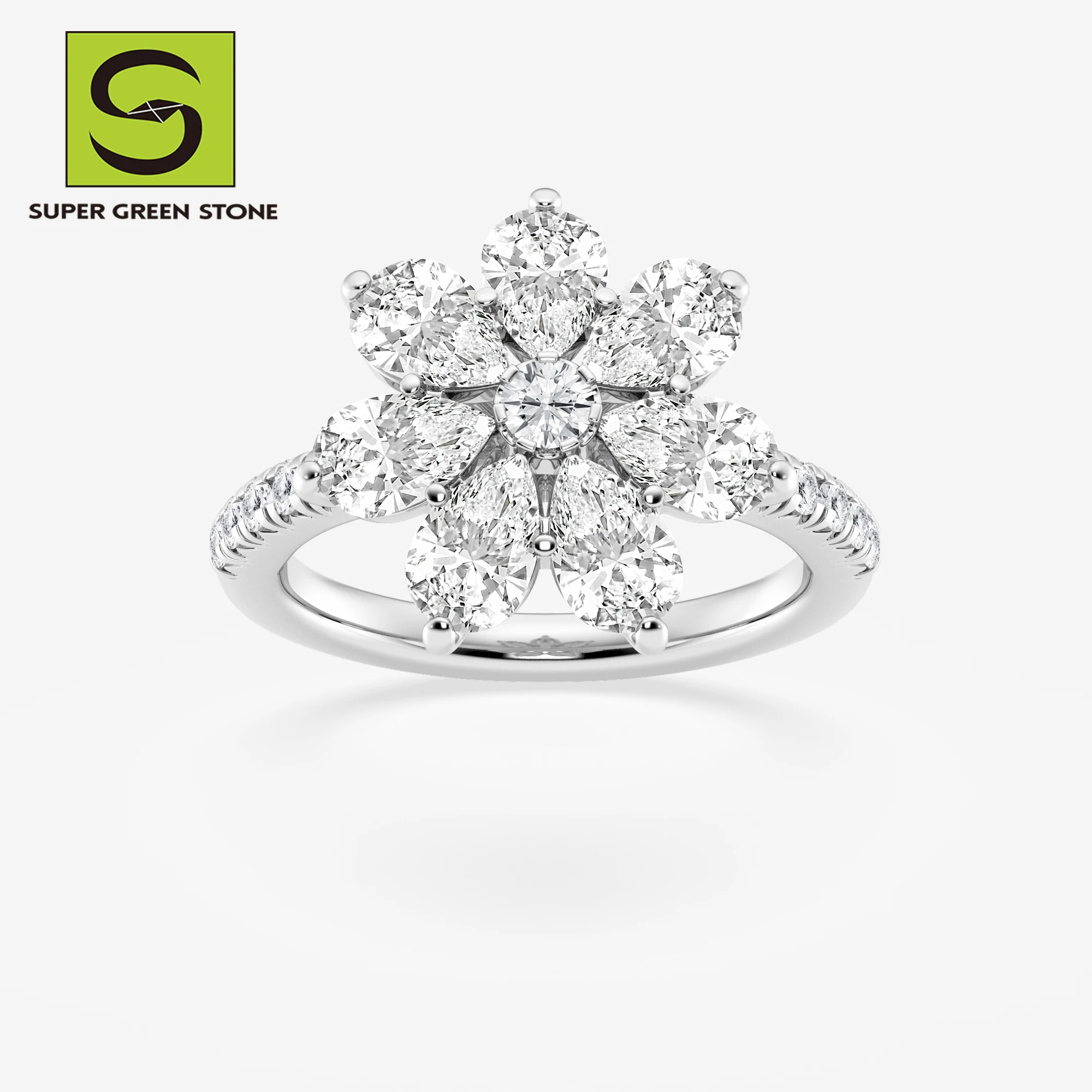 SuperGS SGSR115 18k Oval Gift Solid Gold Sets Rings Model Sexy Noble Women Lab Cvd Diamond Ring