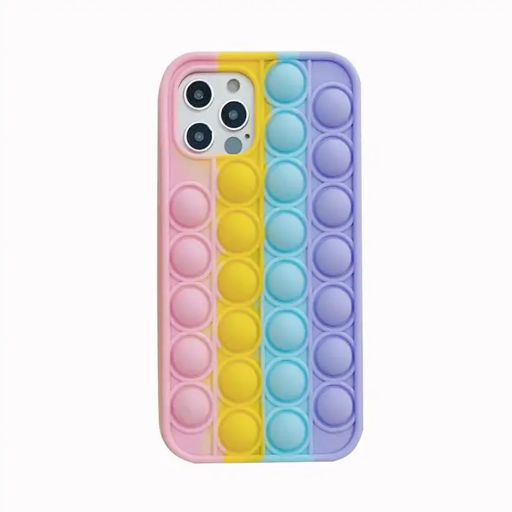 
2021 wholesale Fidget Pop it phone case rainbow Pioneer Toy For iPhone 
