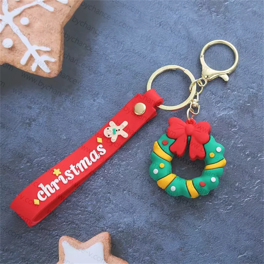 Christmas free gift under 1 dollar party event giveaways Santa Claus plastic cartoon figure keychain for goody bag filler